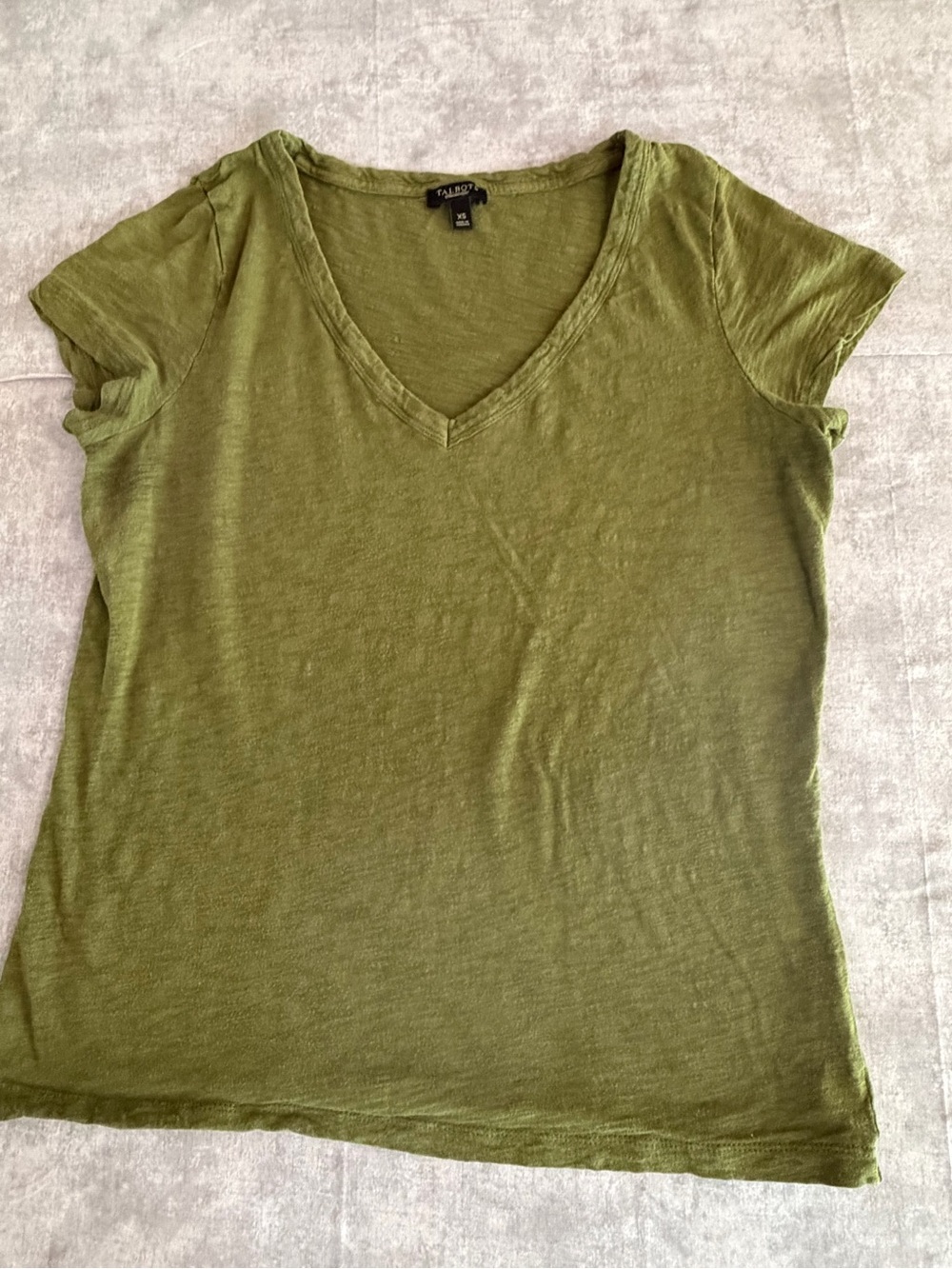 Talbots Olive Green V-Neck Short Sleeve Top XS